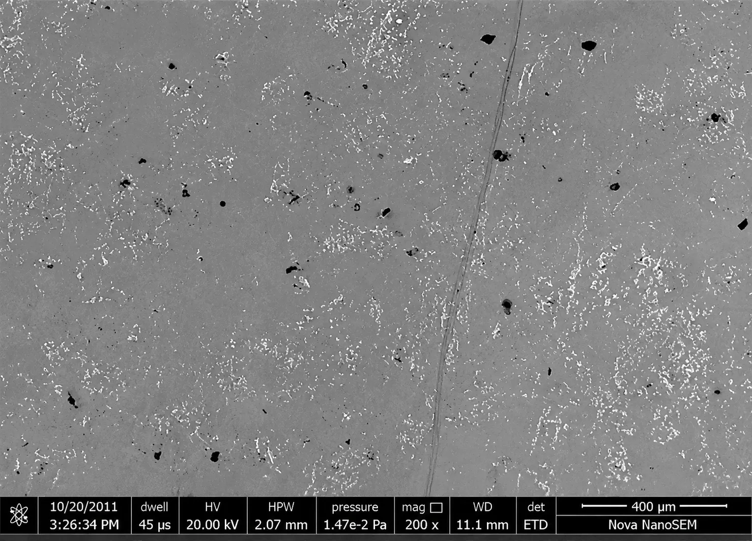 Fingerprint removed from SEM sample after plasma cleaning